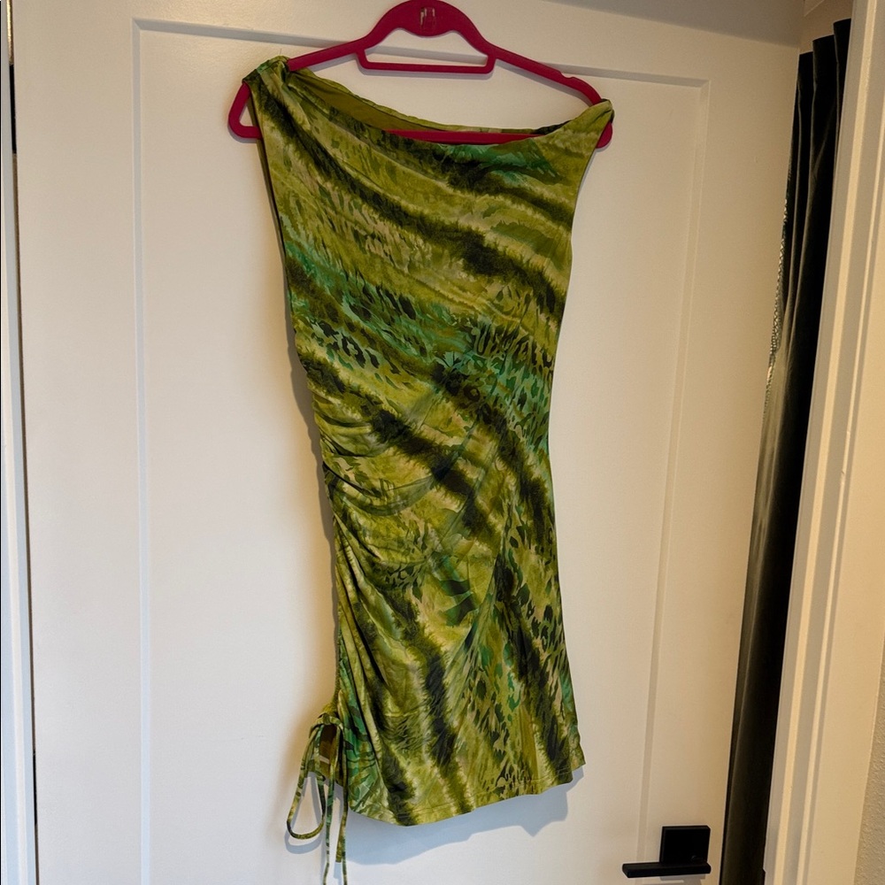 White Fox Boutique One Shoulder Green Dress